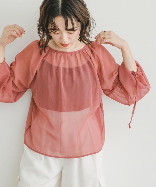 ITEMS URBANRESEARCH(アイテムズ アーバンリサーチ)の「シアーストライプギャザーブラウス(シャツ/ブラウス・レディース・ブラック/オフホワイト/ピンク・FREE)」の22枚目の写真