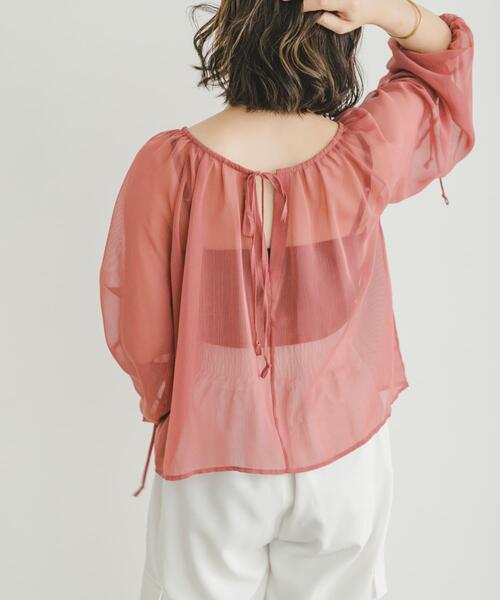 ITEMS URBANRESEARCH(アイテムズ アーバンリサーチ)の「シアーストライプギャザーブラウス(シャツ/ブラウス・レディース・ブラック/オフホワイト/ピンク・FREE)」の20枚目の写真