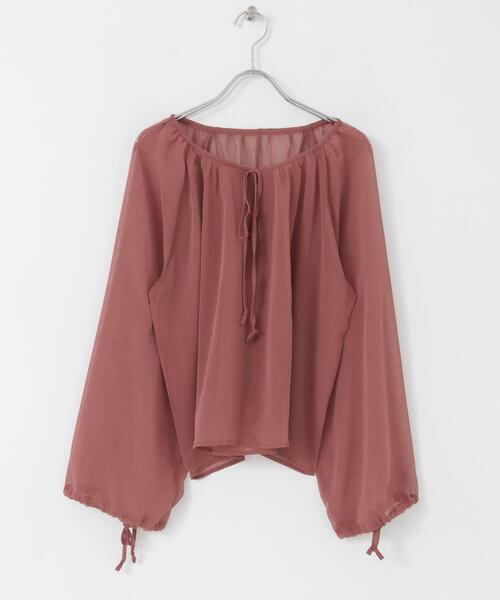ITEMS URBANRESEARCH(アイテムズ アーバンリサーチ)の「シアーストライプギャザーブラウス(シャツ/ブラウス・レディース・ブラック/オフホワイト/ピンク・FREE)」の13枚目の写真