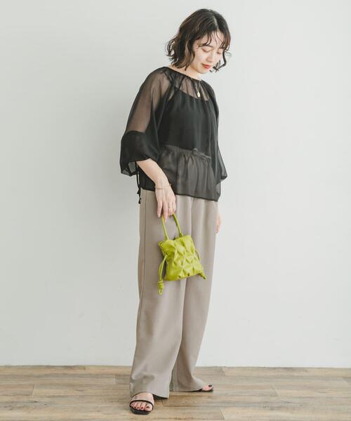 ITEMS URBANRESEARCH(アイテムズ アーバンリサーチ)の「シアーストライプギャザーブラウス(シャツ/ブラウス・レディース・ブラック/オフホワイト/ピンク・FREE)」の7枚目の写真