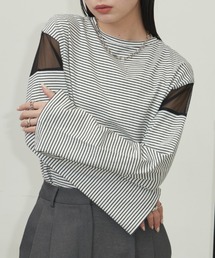 Aunt Marie's（アントマリーズ）の「シアー切り替えロングスリーブTシャツ（Tシャツ/カットソー・レディース）」