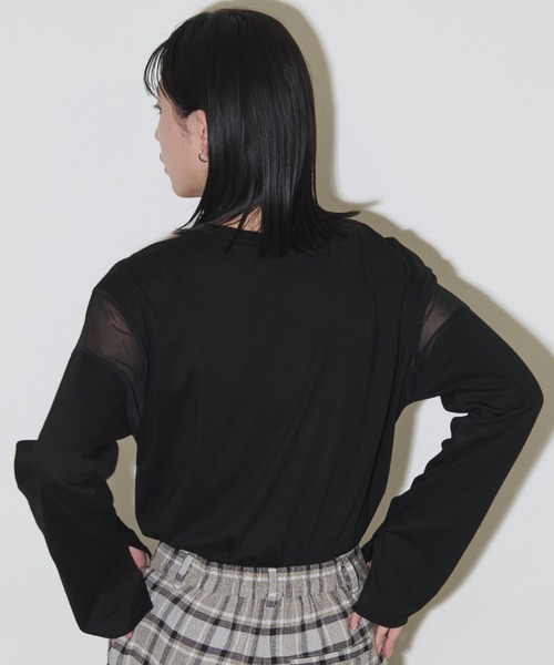 Aunt Marie's(アントマリーズ)の「シアー切り替えロングスリーブTシャツ(Tシャツ/カットソー・レディース・ブラック/ホワイト/チャコールグレー/その他・FREE)」の16枚目の写真