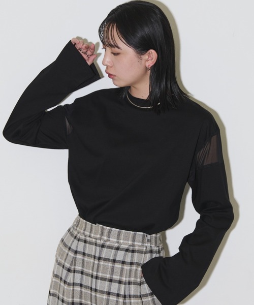 Aunt Marie's(アントマリーズ)の「シアー切り替えロングスリーブTシャツ(Tシャツ/カットソー・レディース・ブラック/ホワイト/チャコールグレー/その他・FREE)」の18枚目の写真