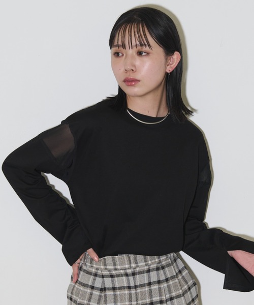 Aunt Marie's(アントマリーズ)の「シアー切り替えロングスリーブTシャツ(Tシャツ/カットソー・レディース・ブラック/ホワイト/チャコールグレー/その他・FREE)」の17枚目の写真