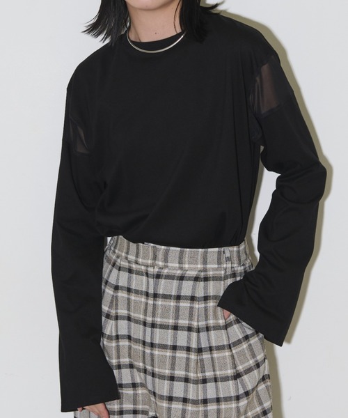 Aunt Marie's(アントマリーズ)の「シアー切り替えロングスリーブTシャツ(Tシャツ/カットソー・レディース・ブラック/ホワイト/チャコールグレー/その他・FREE)」の14枚目の写真