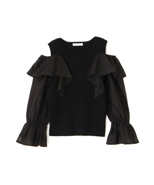 PROPORTION BODY DRESSING(プロポーションボディドレッシング)の「シアーラッフルスリーブニット / 1213270803(ニット/セーター・レディース・ホワイト系その他/ピンク/ブラック・FREE)」の4枚目の写真