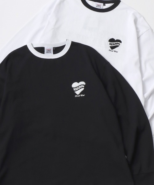 VISION STREET WEAR（ヴィジョンストリートウェア）の「VISION STREET WEAR/ヴィジョンストリートウェア オーバーサイズ グラフィック ロングスリーブTシャツ/袖プリント/リンガー ワンポイント刺繍/バックプリント/レディース メンズ ロンT（Tシャツ/カットソー・メンズ・ホワイト/ホワイト系その他/ホワイト系その他3/ブラック/ブラック系その他2/ブラック系その他/ホワイト系その他2・M/L/LL）」の7枚目の写真