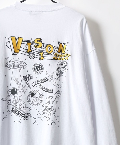 VISION STREET WEAR（ヴィジョンストリートウェア）の「VISION STREET WEAR/ヴィジョンストリートウェア オーバーサイズ グラフィック ロングスリーブTシャツ/袖プリント/リンガー ワンポイント刺繍/バックプリント/レディース メンズ ロンT（Tシャツ/カットソー・メンズ・ホワイト/ホワイト系その他/ホワイト系その他3/ブラック/ブラック系その他2/ブラック系その他/ホワイト系その他2・M/L/LL）」の14枚目の写真