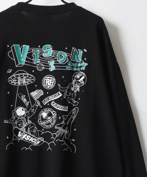 VISION STREET WEAR（ヴィジョンストリートウェア）の「VISION STREET WEAR/ヴィジョンストリートウェア オーバーサイズ グラフィック ロングスリーブTシャツ/袖プリント/リンガー ワンポイント刺繍/バックプリント/レディース メンズ ロンT（Tシャツ/カットソー・メンズ・ホワイト/ホワイト系その他/ホワイト系その他3/ブラック/ブラック系その他2/ブラック系その他/ホワイト系その他2・M/L/LL）」の19枚目の写真