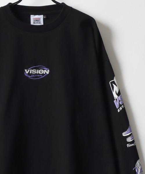 VISION STREET WEAR（ヴィジョンストリートウェア）の「VISION STREET WEAR/ヴィジョンストリートウェア オーバーサイズ グラフィック ロングスリーブTシャツ/袖プリント/リンガー ワンポイント刺繍/バックプリント/レディース メンズ ロンT（Tシャツ/カットソー・メンズ・ホワイト/ホワイト系その他/ホワイト系その他3/ブラック/ブラック系その他2/ブラック系その他/ホワイト系その他2・M/L/LL）」の15枚目の写真
