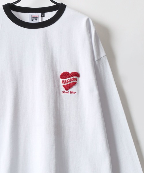 VISION STREET WEAR（ヴィジョンストリートウェア）の「VISION STREET WEAR/ヴィジョンストリートウェア オーバーサイズ グラフィック ロングスリーブTシャツ/袖プリント/リンガー ワンポイント刺繍/バックプリント/レディース メンズ ロンT（Tシャツ/カットソー・メンズ・ホワイト/ホワイト系その他/ホワイト系その他3/ブラック/ブラック系その他2/ブラック系その他/ホワイト系その他2・M/L/LL）」の9枚目の写真