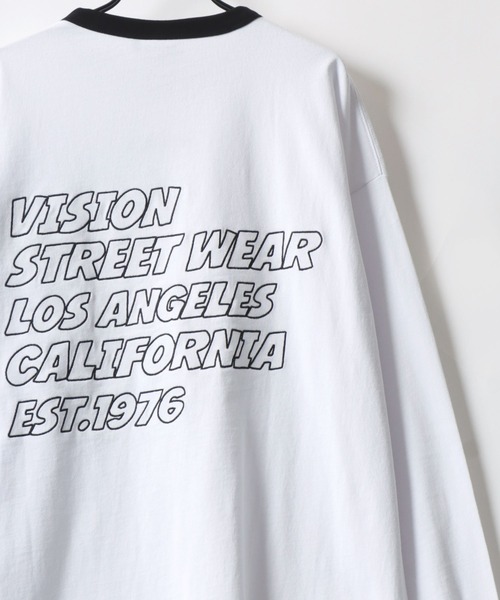 VISION STREET WEAR（ヴィジョンストリートウェア）の「VISION STREET WEAR/ヴィジョンストリートウェア オーバーサイズ グラフィック ロングスリーブTシャツ/袖プリント/リンガー ワンポイント刺繍/バックプリント/レディース メンズ ロンT（Tシャツ/カットソー・メンズ・ホワイト/ホワイト系その他/ホワイト系その他3/ブラック/ブラック系その他2/ブラック系その他/ホワイト系その他2・M/L/LL）」の12枚目の写真