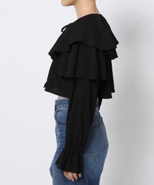 LOWRYS FARM（ローリーズファーム）の「フリルショートボレロＬＳ  975964（カーディガン/ボレロ・レディース・ホワイト/ブラック/オレンジ・FREE）」の11枚目の写真