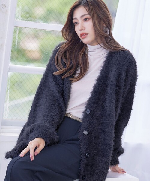 セール】【洗える】シャギーニットカーディガン（カーディガン/ボレロ