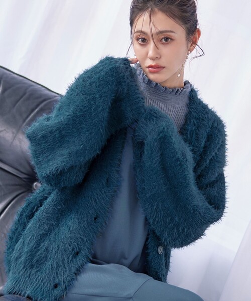 Tiaclasse(ティアクラッセ)の「【洗える】シャギーニットカーディガン(カーディガン/ボレロ・レディース・グレー/ベージュ/アイボリー/ターコイズブルー・L/M)」の21枚目の写真