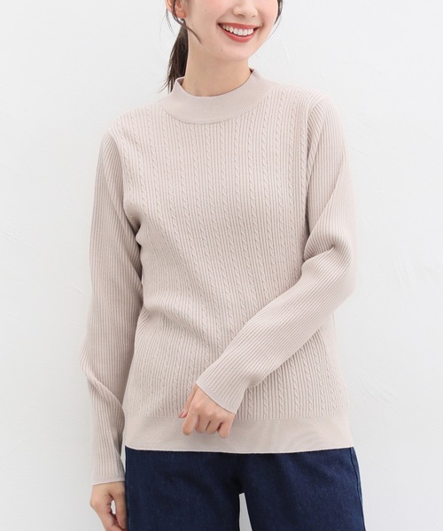 Honeys（ハニーズ）の「ヒアルロン酸ハイネックニット（ニット/セーター・レディース・サックスブルー/アイボリー/ライトブラウン/杢グレー/グリーン/ベージュ/ブラック/レッド系その他/ライトグリーン・L/M/S/LL）」の5枚目の写真