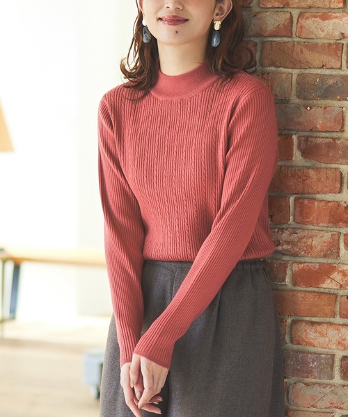 Honeys（ハニーズ）の「ヒアルロン酸ハイネックニット（ニット/セーター・レディース・サックスブルー/アイボリー/ライトブラウン/杢グレー/グリーン/ベージュ/ブラック/レッド系その他/ライトグリーン・L/M/S/LL）」の9枚目の写真