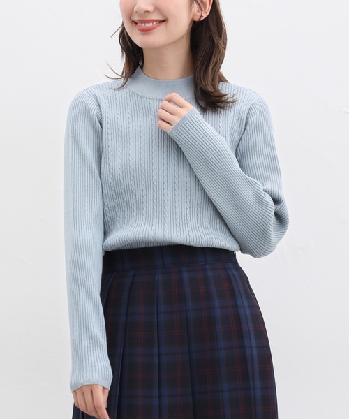 Honeys（ハニーズ）の「ヒアルロン酸ハイネックニット（ニット/セーター・レディース・サックスブルー/アイボリー/ライトブラウン/杢グレー/グリーン/ベージュ/ブラック/レッド系その他/ライトグリーン・L/M/S/LL）」の8枚目の写真