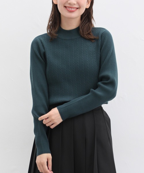 Honeys（ハニーズ）の「ヒアルロン酸ハイネックニット（ニット/セーター・レディース・サックスブルー/アイボリー/ライトブラウン/杢グレー/グリーン/ベージュ/ブラック/レッド系その他/ライトグリーン・L/M/S/LL）」の6枚目の写真