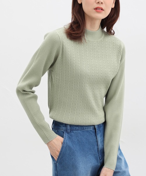 Honeys（ハニーズ）の「ヒアルロン酸ハイネックニット（ニット/セーター・レディース・サックスブルー/アイボリー/ライトブラウン/杢グレー/グリーン/ベージュ/ブラック/レッド系その他/ライトグリーン・L/M/S/LL）」の7枚目の写真