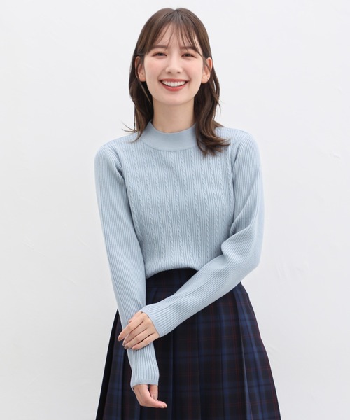 Honeys（ハニーズ）の「ヒアルロン酸ハイネックニット（ニット/セーター・レディース・サックスブルー/アイボリー/ライトブラウン/杢グレー/グリーン/ベージュ/ブラック/レッド系その他/ライトグリーン・L/M/S/LL）」の15枚目の写真