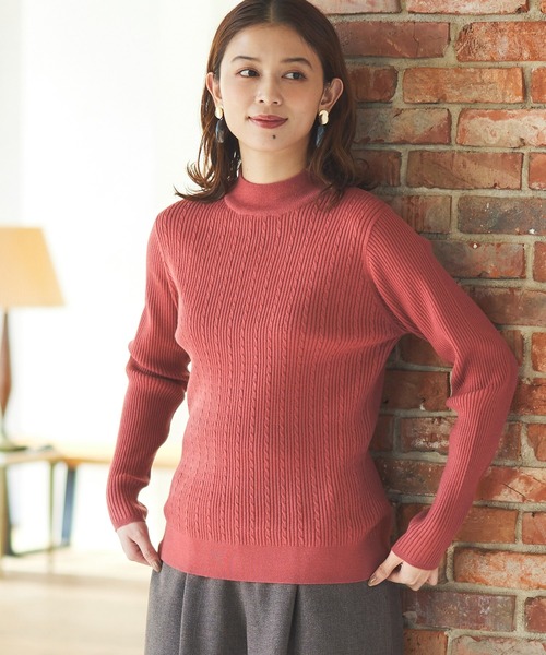 Honeys（ハニーズ）の「ヒアルロン酸ハイネックニット（ニット/セーター・レディース・サックスブルー/アイボリー/ライトブラウン/杢グレー/グリーン/ベージュ/ブラック/レッド系その他/ライトグリーン・L/M/S/LL）」の19枚目の写真