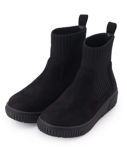 SHOO・LA・RUE（シューラルー）の「◆【リンク】ニットブーツ（ブーツ・キッズ・ブラック/ピンク系・80/20/21/90）」の2枚目の写真