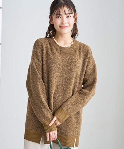 BELLUNA PLUS(ベルーナ)の「ブークレ素材衿パールニットプルオーバー(ニット/セーター・レディース・モカ/ロイヤルブルー/チャコール・LARGE/X-LARGE/MEDIUM)」の12枚目の写真