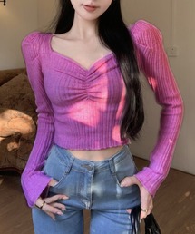 Jasmine Grandiflorum | 【Jasmine】リブ編みハートネックトップス (AW)(ニット/セーター)