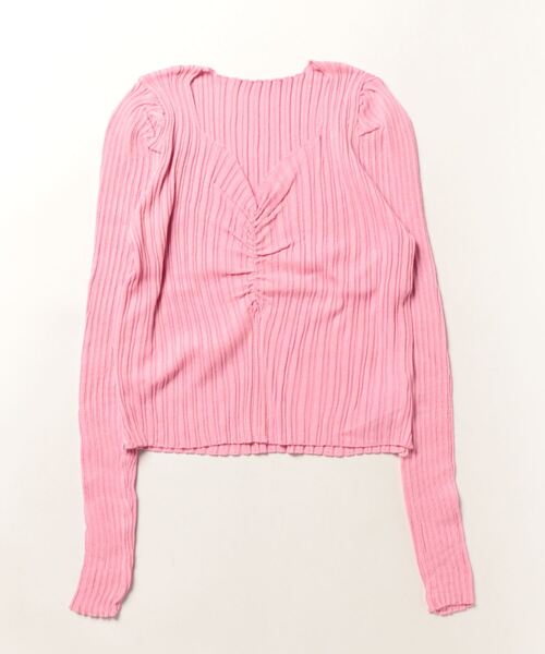 Jasmine Grandiflorum(ジャスミングランディフローラム)の「【Jasmine】リブ編みハートネックトップス (AW)(ニット/セーター・レディース・ピンク/ブラック/グレー/ホワイト・FREE)」の19枚目の写真