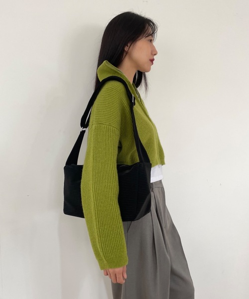 Didot.showroom(ディドット ショールーム)の「ダブルジップ リブニット カーディガン(カーディガン/ボレロ・レディース・オレンジ/グリーン/グレー/アイボリー・FREE)」の18枚目の写真