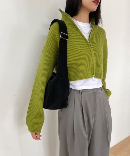 Didot.showroom(ディドット ショールーム)の「ダブルジップ リブニット カーディガン(カーディガン/ボレロ・レディース・オレンジ/グリーン/グレー/アイボリー・FREE)」の20枚目の写真