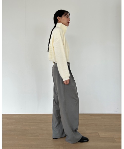 Didot.showroom(ディドット ショールーム)の「ダブルジップ リブニット カーディガン(カーディガン/ボレロ・レディース・オレンジ/グリーン/グレー/アイボリー・FREE)」の9枚目の写真