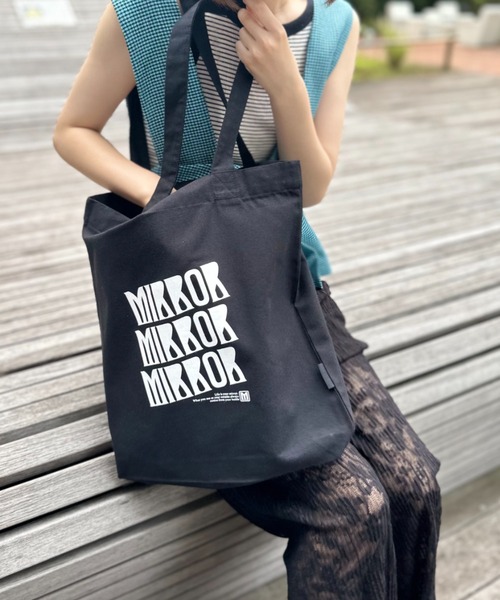 トートバッグ LOGO WOVEN FABRIC SHOPPING BAG セール】RECYCLED SOFT FABRIC MIRRORロゴ トートバッグ(トート