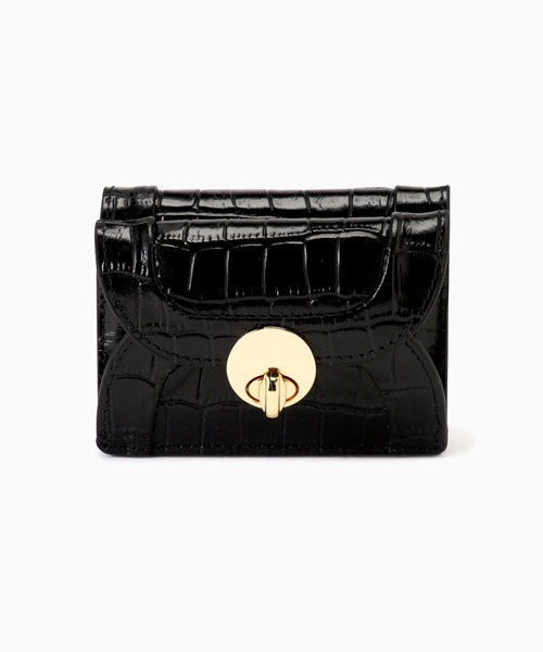 (HASHIBAMI)ラウンドフォルムクロコ型押しミニ財布