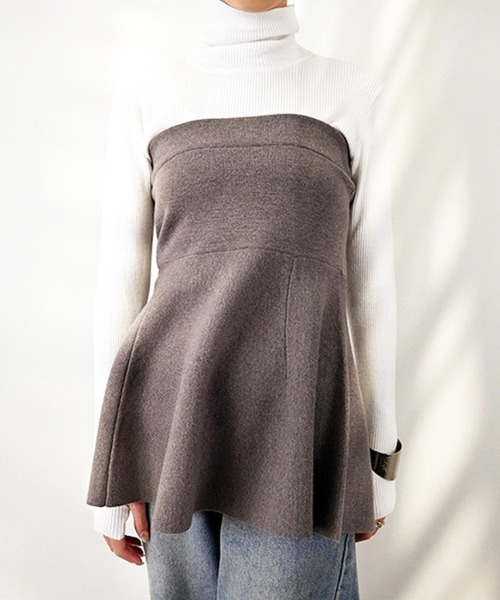 STYLEBLOCK（スタイルブロック）の「ペプラムベアトップ（Tシャツ/カットソー・レディース・ブラック/グレー/グレイッシュベージュ・M）」の3枚目の写真