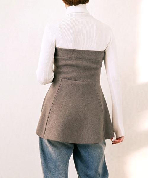 STYLEBLOCK（スタイルブロック）の「ペプラムベアトップ（Tシャツ/カットソー・レディース・ブラック/グレー/グレイッシュベージュ・M）」の5枚目の写真