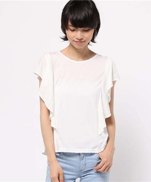 OUTLET(アウトレット)の「【Ciaopanic】T/R天竺×シャドーチェックプルオーバー(Tシャツ/カットソー・レディース・ホワイト/グレー・FREE)」の2枚目の写真