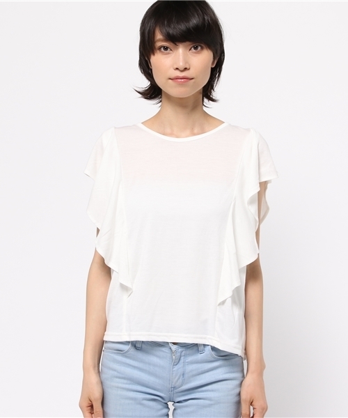 OUTLET(アウトレット)の「【Ciaopanic】T/R天竺×シャドーチェックプルオーバー(Tシャツ/カットソー・レディース・ホワイト/グレー・FREE)」の3枚目の写真