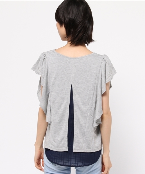 OUTLET(アウトレット)の「【Ciaopanic】T/R天竺×シャドーチェックプルオーバー(Tシャツ/カットソー・レディース・ホワイト/グレー・FREE)」の10枚目の写真