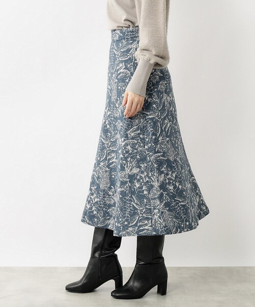 index（インデックス）の「◆ボタニカルAラインフレアスカート【洗濯機洗い可】（スカート・レディース・ブルー系/アイボリー系/ブラック系・38/40/42/36）」の3枚目の写真