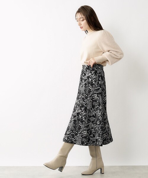 index（インデックス）の「◆ボタニカルAラインフレアスカート【洗濯機洗い可】（スカート・レディース・ブルー系/アイボリー系/ブラック系・38/40/42/36）」の9枚目の写真
