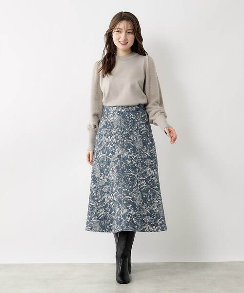 index（インデックス）の「◆ボタニカルAラインフレアスカート【洗濯機洗い可】（スカート・レディース・ブルー系/アイボリー系/ブラック系・38/40/42/36）」の11枚目の写真