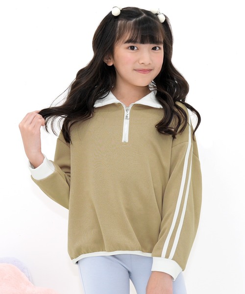 Bee des Bee（ビーデスビー）の「ハーフジップ プルオーバー（スウェット・キッズ・ブラック/杢グレー/ホワイト/ピンク/ブルー/ライラック/ベージュ/ブルー系その他・110cm/120cm/130cm/140cm/150cm/100cm）」の4枚目の写真