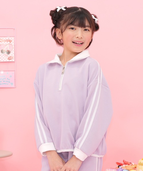 Bee des Bee（ビーデスビー）の「ハーフジップ プルオーバー（スウェット・キッズ・ブラック/杢グレー/ホワイト/ピンク/ブルー/ライラック/ベージュ/ブルー系その他・110cm/120cm/130cm/140cm/150cm/100cm）」の7枚目の写真