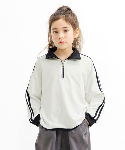 Bee des Bee（ビーデスビー）の「ハーフジップ プルオーバー（スウェット・キッズ・ブラック/杢グレー/ホワイト/ピンク/ブルー/ライラック/ベージュ/ブルー系その他・110cm/120cm/130cm/140cm/150cm/100cm）」の11枚目の写真