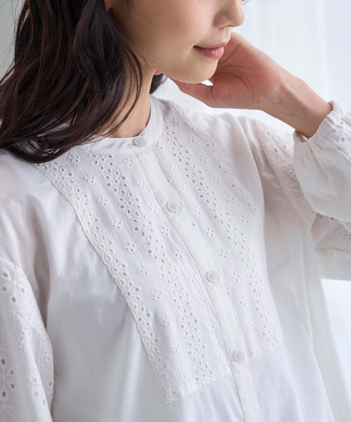 ヌメロヴェントゥーノ 19SS コットン100% レースブラウス 38 ホワイト ヌメロヴェントゥーノ 19SS コットン100% レースブラウス 38