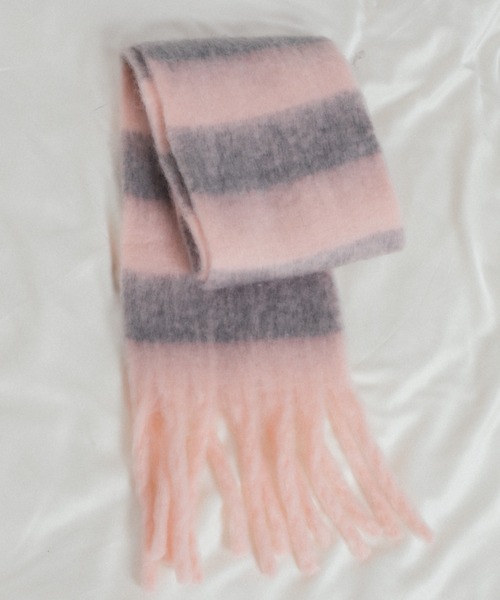 whim(ウィム)の「【NEW】Chiffon border muffler(マフラー・レディース・グレー/ホワイト×ピンク/グレー×ピンク・FREE)」の3枚目の写真