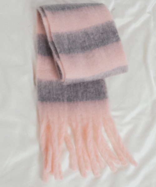 whim(ウィム)の「【NEW】Chiffon border muffler(マフラー・レディース・グレー/ホワイト×ピンク/グレー×ピンク・FREE)」の8枚目の写真