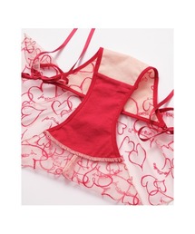 【PEACH JOHN】ハートチュールノンワイヤーブラセットベージュ&ブラック セール】ハートチュールノンワイヤーブラセット（ブラ&ショーツ